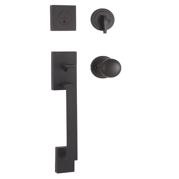 Weslock Bailey Single Cylinder Handleset with Salem Knob Matte Black Finish 02840-2S2FR2D - main